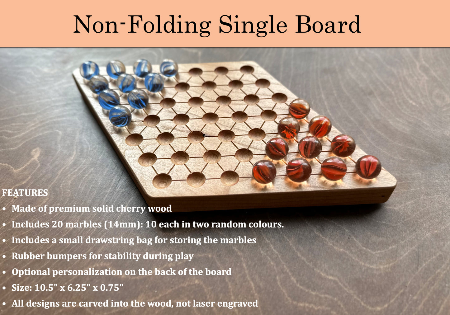 2-Player Chinese Checkers | Folding | Travel Size | Built-in Storage | Board Game | Marbles | Personalized | Premium Hardwood | Sternhalma