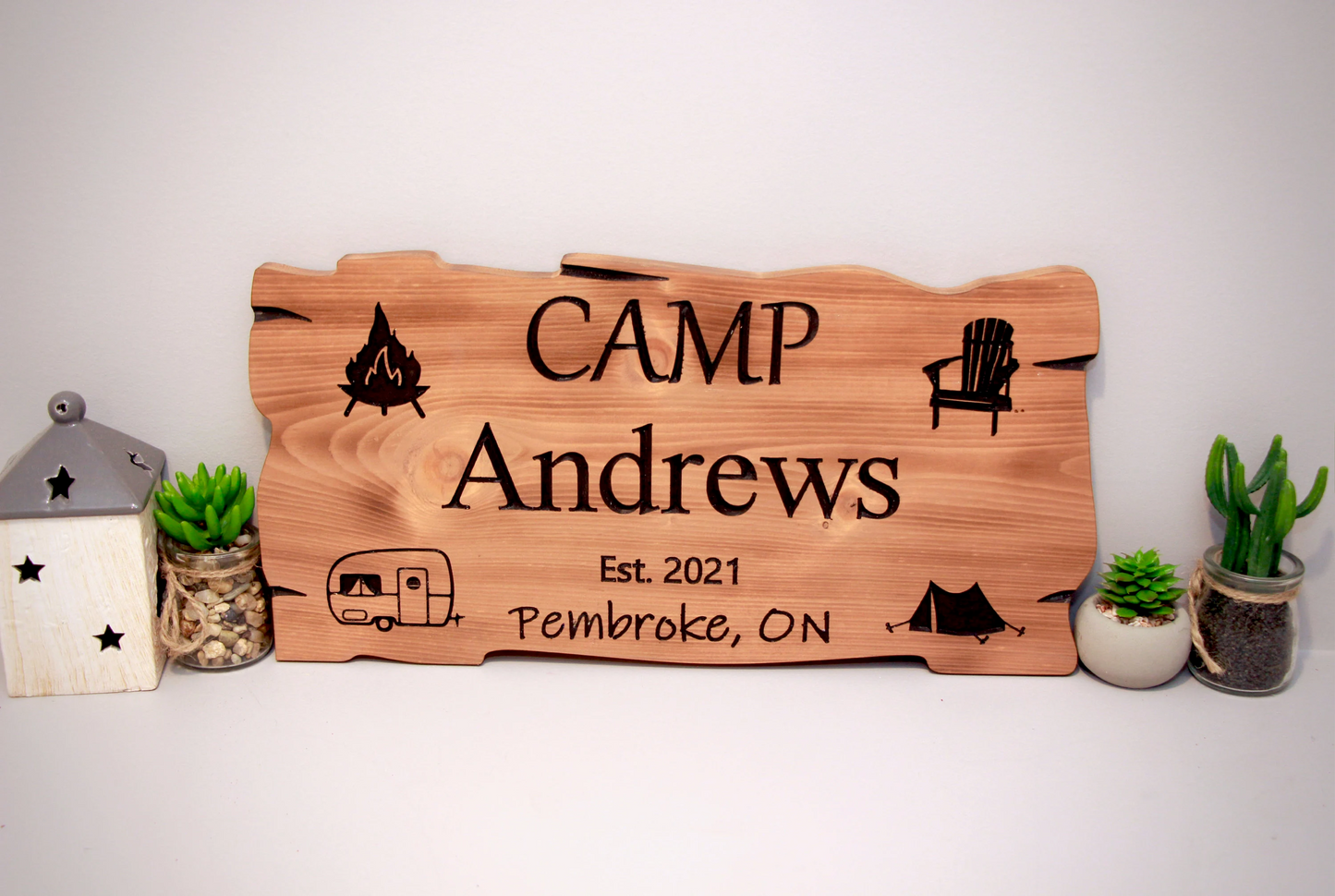 Panneau en bois personnalisé | Sculpté | Chalet | Maison | Camp | Ferme | Cabane | Lac | Plage | Jardin | Numéro | Arrière-cour | Terrasse | Piscine