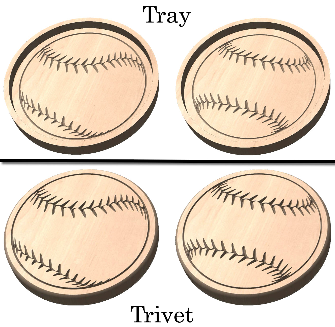 Baseball Shape Hardwood Catchall Tray | Trivet | Personalized | Serving Tray | Custom | Maple | Cherry | Walnut | Softball