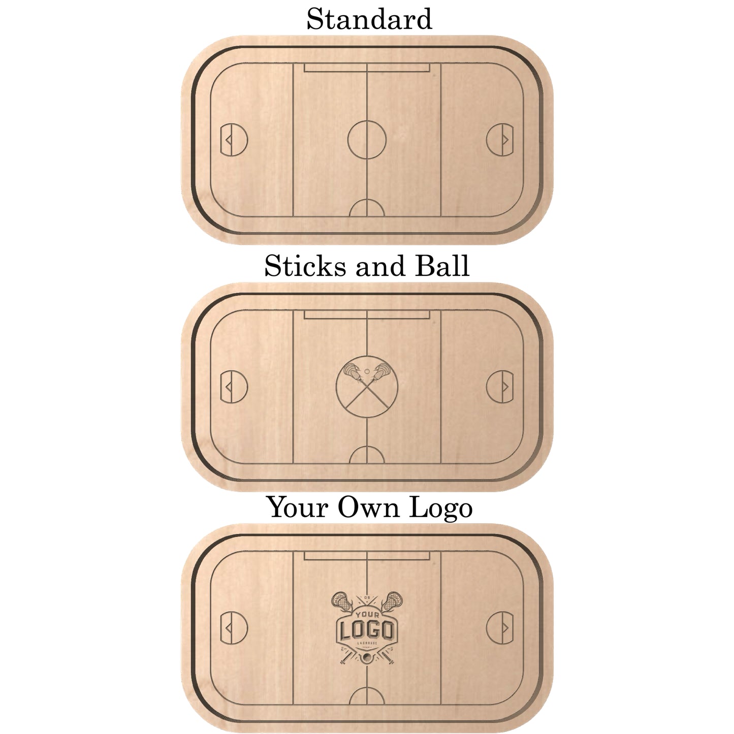 Box Lacrosse Field Shape Hardwood Catchall Tray | Trivet | Serving Board | Charcuterie | Personalized | Maple | Cherry | Walnut | Logo