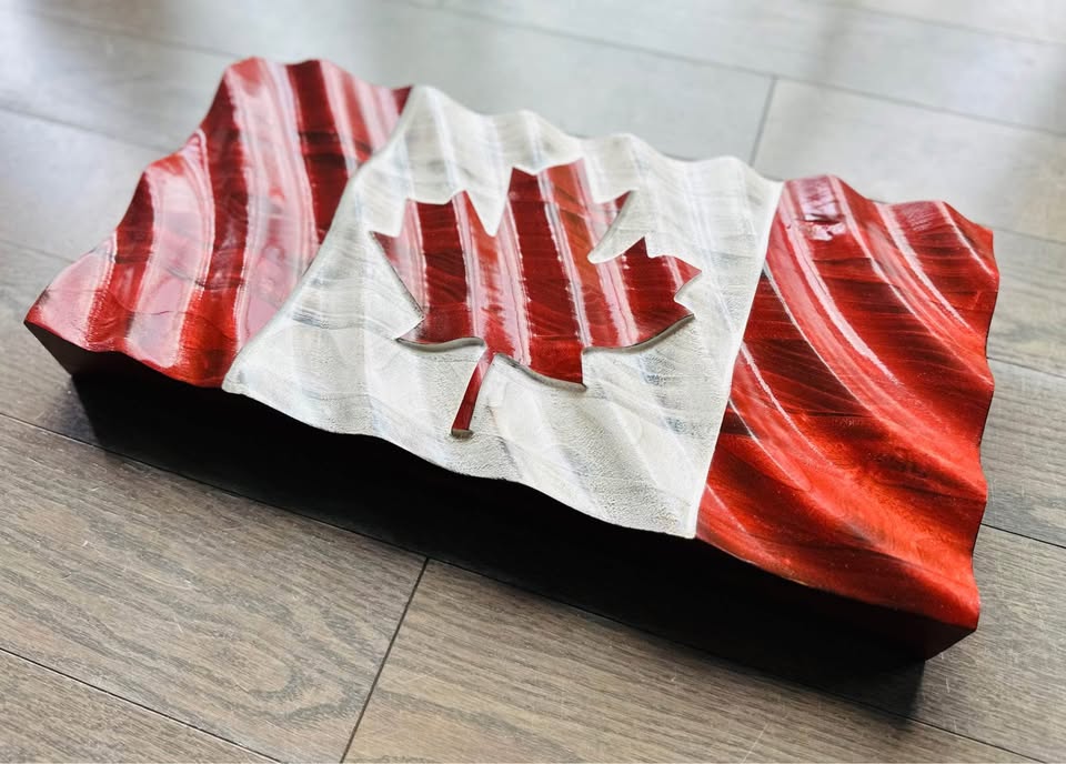 Wavy Wooden Canada Flag | Red & White | 18.5” x 9.25” | Ready to Ship