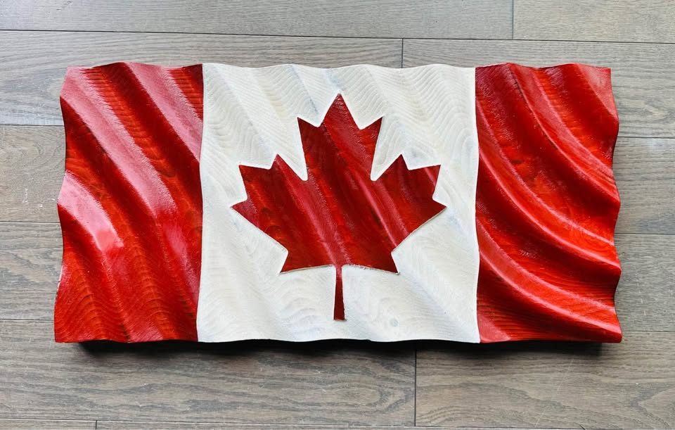 Wavy Wooden Canada Flag | Red & White | 22.5 " x 11.25" | Ready to Ship