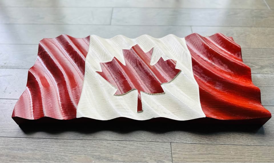 Wavy Wooden Canada Flag | Red & White | 22.5 " x 11.25" | Ready to Ship