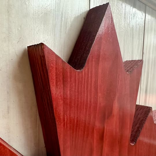 3D Wooden Canada Flags | Red & White with Natural Frame | 29" x 15" | Ready to Ship