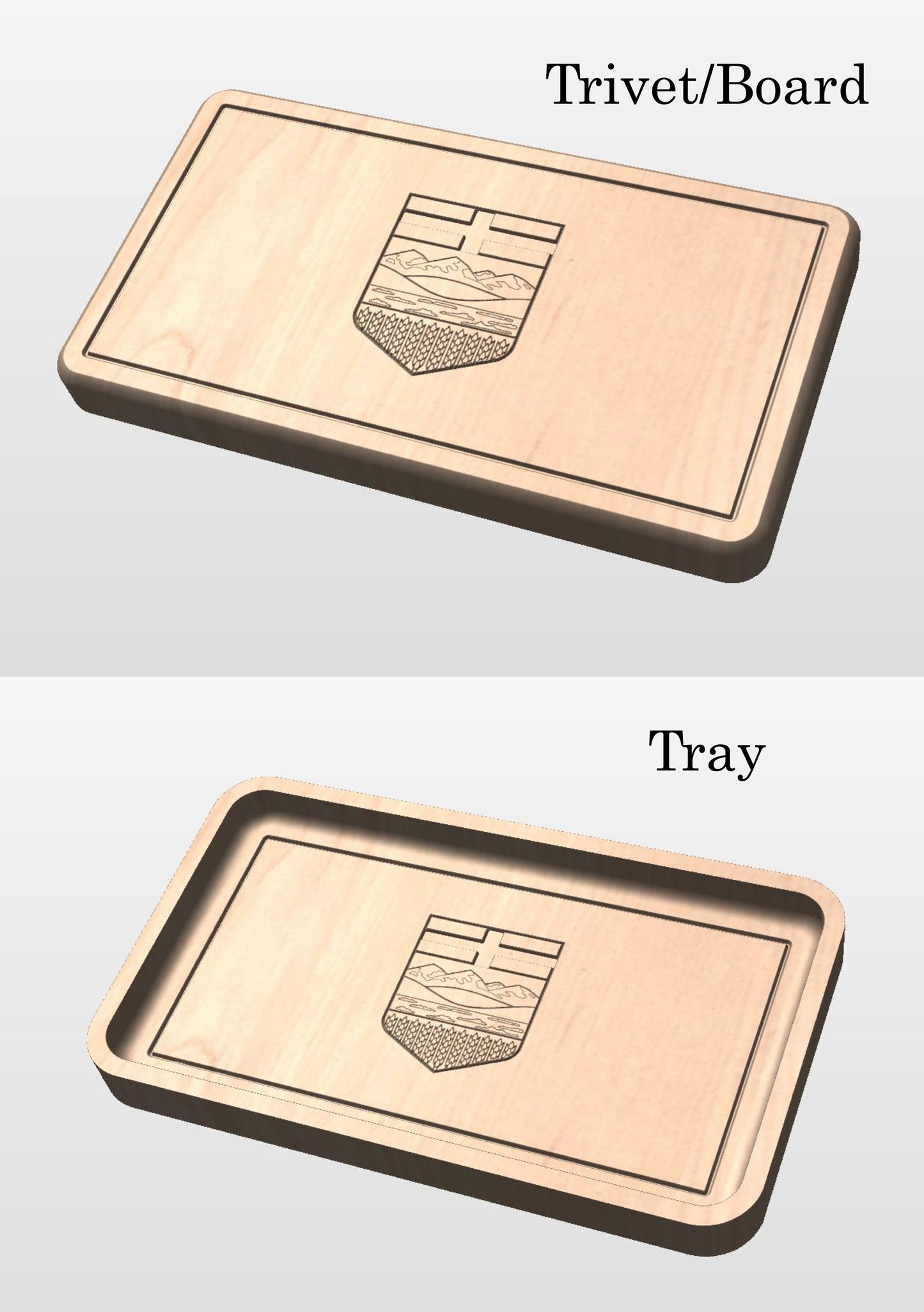 Alberta Flag Wooden Catchall Tray | Trivet | Serving Board | Charcuterie Board | Maple | Cherry | Walnut | Calgary | Edmonton | AB Canada