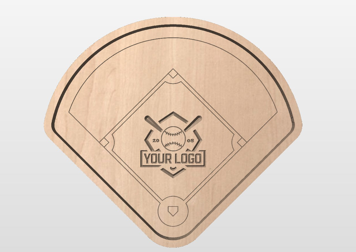 Baseball Diamond Shape Hardwood Catchall Tray | Trivet | Serving Board | Charcuterie | Personalized | Logo | Maple | Cherry | Walnut | Baseball Field