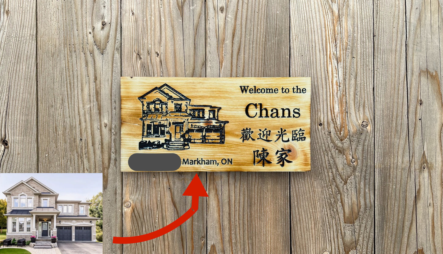 Personalized House Wood Sign | Turn A Picture of Your Own House Into a Wood Sign | Cottage | Cabin | Barn | Farmhouse | Mansion | Shed