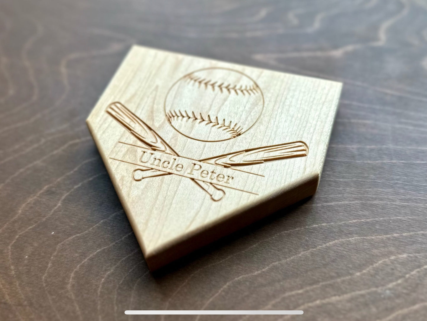 Baseball Home Plate Shape Hardwood Catchall Tray | Trivet | Personalized | Home Base | Serving Tray | Maple | Cherry | Walnut | Softball