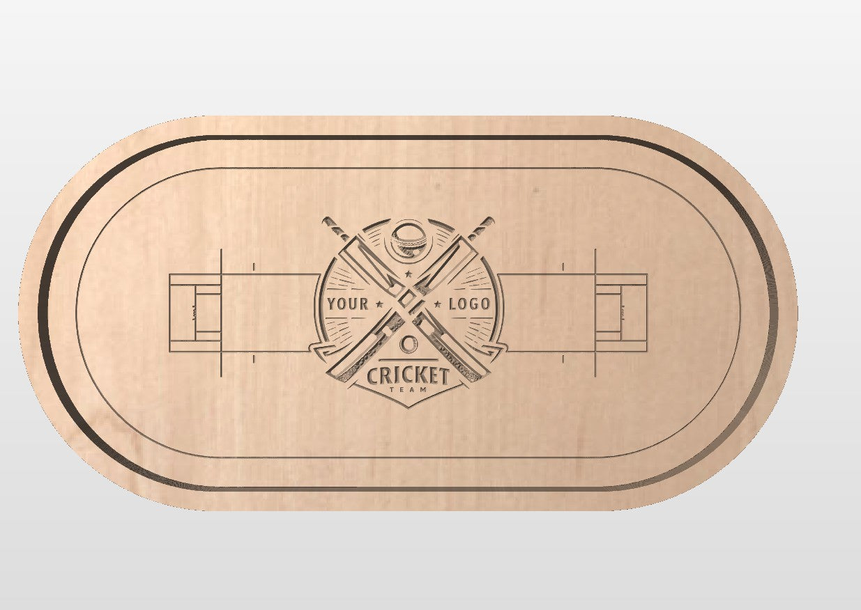 Cricket Pitch Shape Hardwood Catchall Tray | Trivet | Serving Board | Charcuterie | Own Logo | Maple | Cherry | Walnut | Custom | Personalized | Cricket Field
