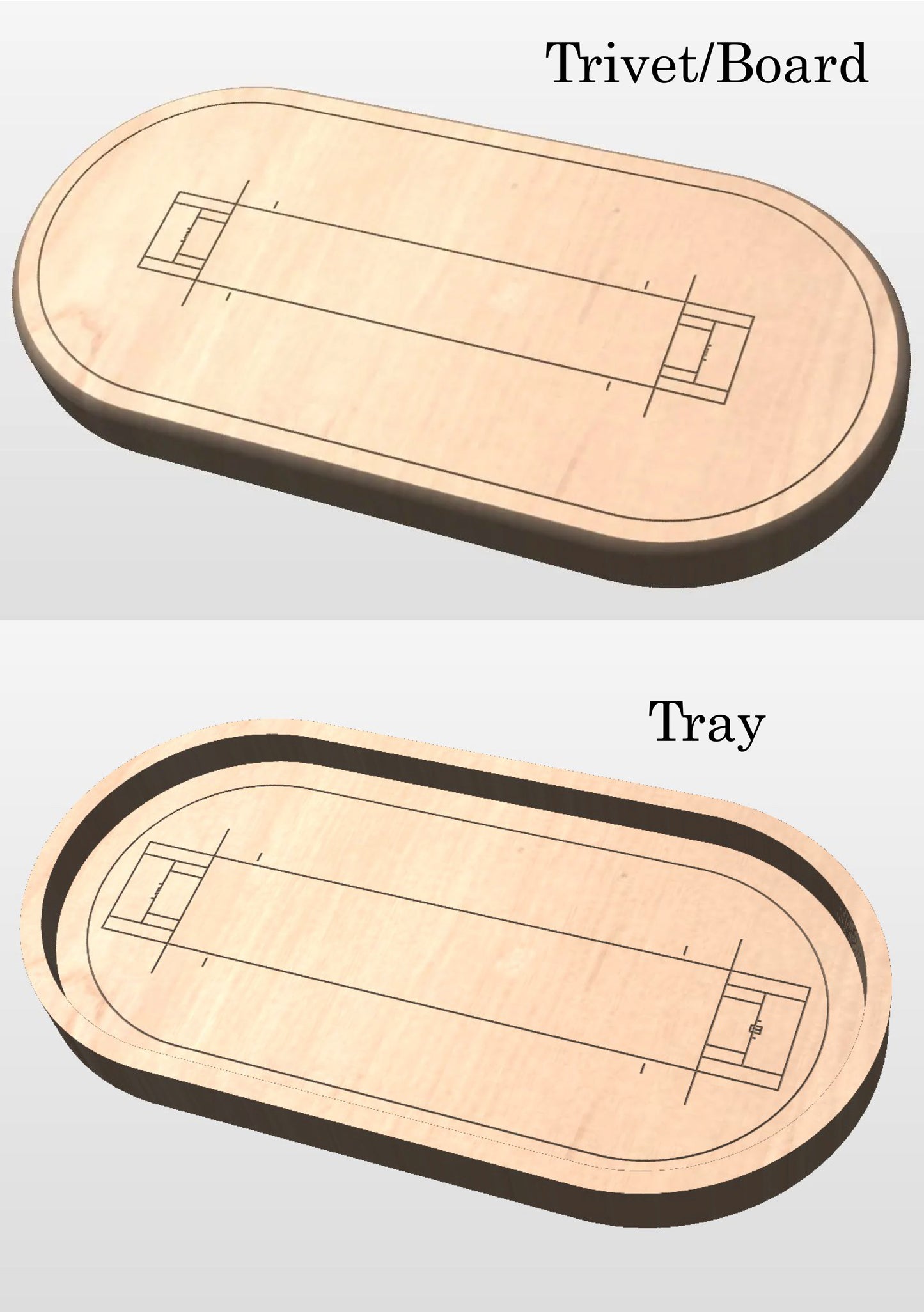 Cricket Pitch Shape Hardwood Catchall Tray | Trivet | Serving Board | Charcuterie | Own Logo | Maple | Cherry | Walnut | Custom | Personalized | Cricket Field
