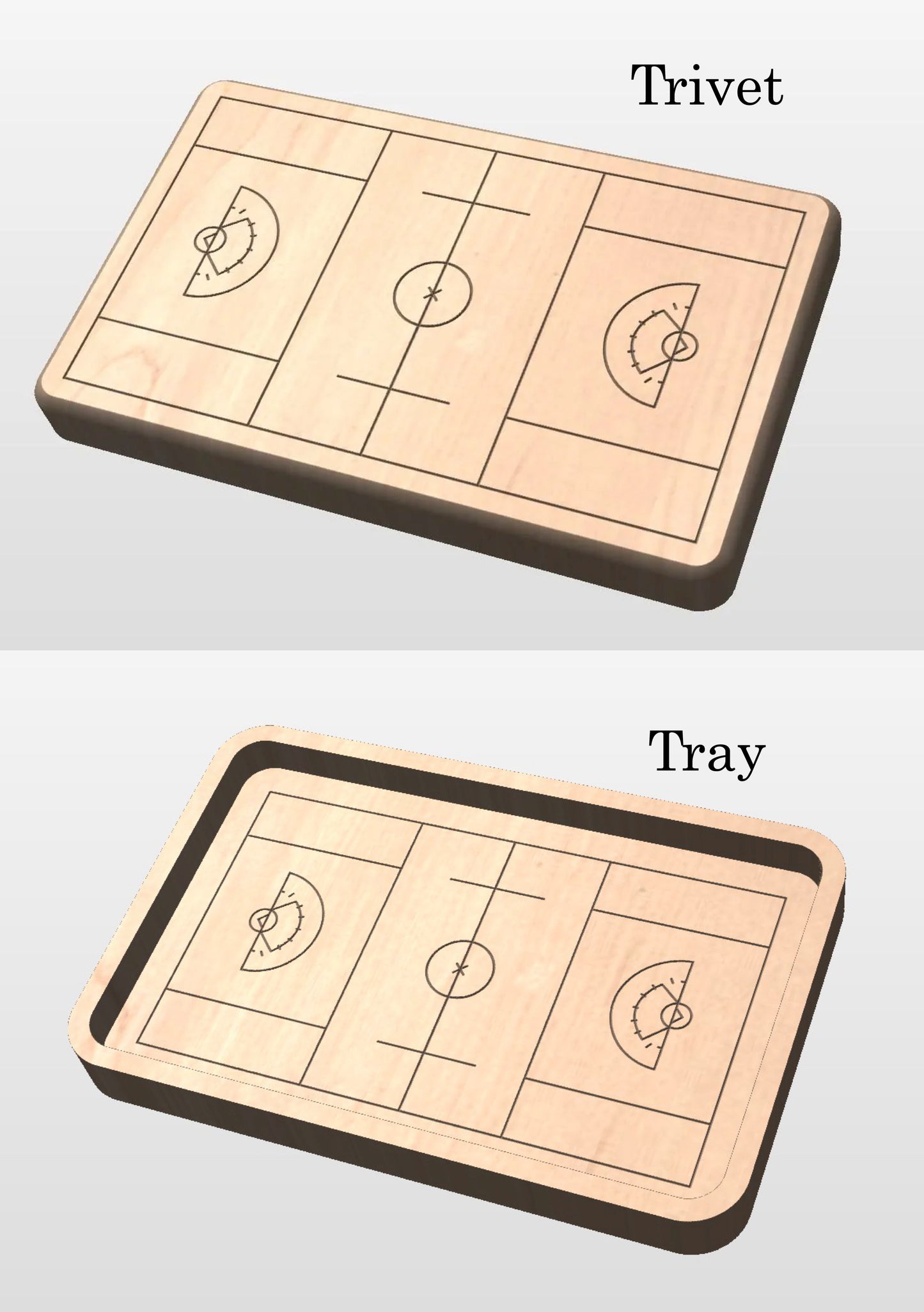 Women's Field Lacrosse Field Shape Hardwood Catchall Tray | Trivet | Serving Board | Charcuterie | Personalized | Maple | Cherry | Walnut