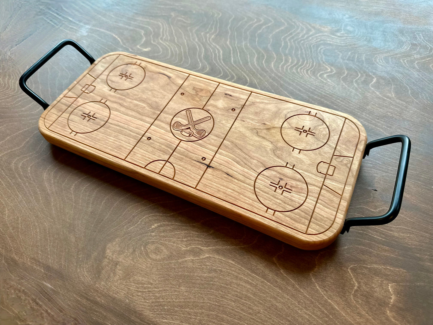 Hockey Rink Shape Charcuterie Board | Cutting Board | Serving Cheese Board | Own Logo | Maple | Cherry | Walnut | Custom | Personalized