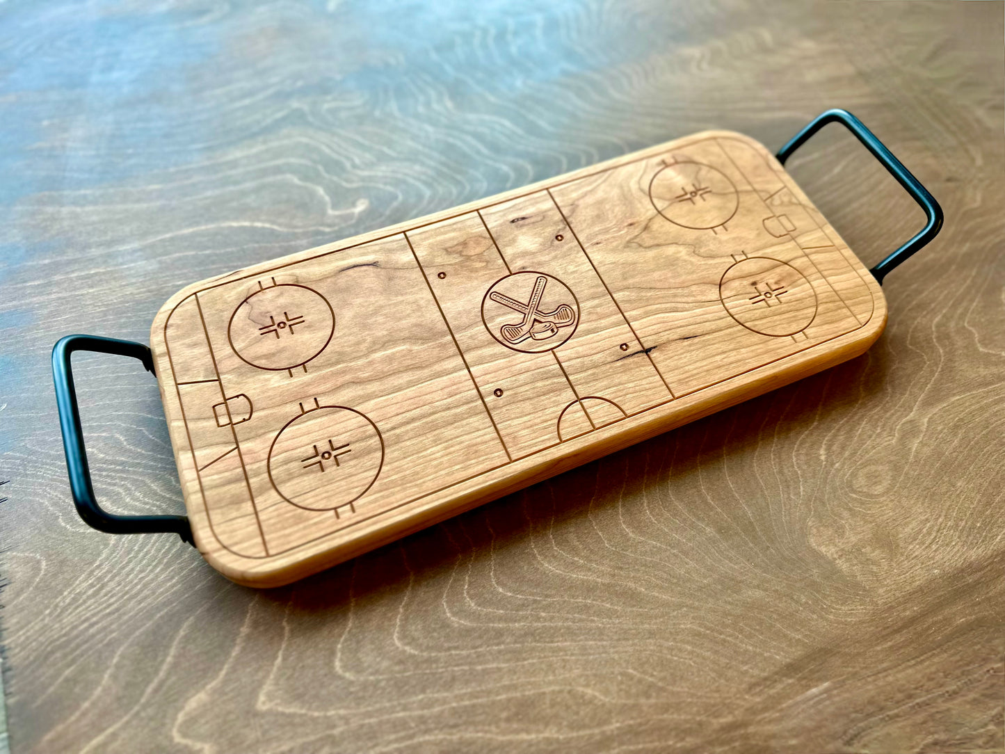 Hockey Rink Shape Charcuterie Board | Cutting Board | Serving Cheese Board | Own Logo | Maple | Cherry | Walnut | Custom | Personalized