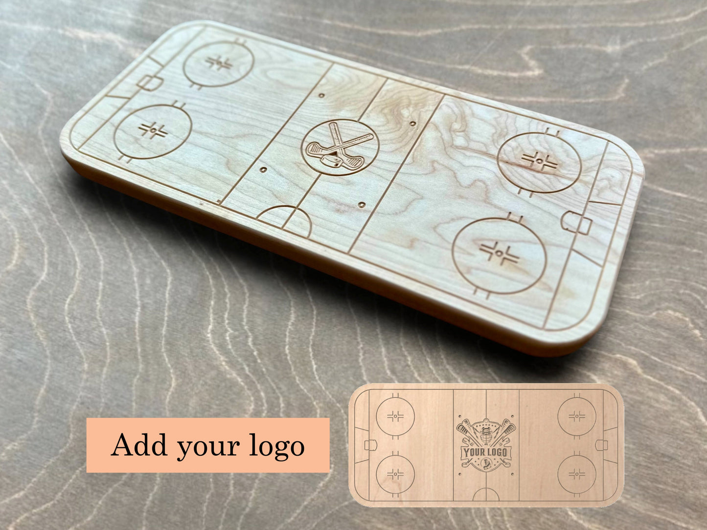 Hockey Rink Shape Charcuterie Board | Cutting Board | Serving Cheese Board | Own Logo | Maple | Cherry | Walnut | Custom | Personalized