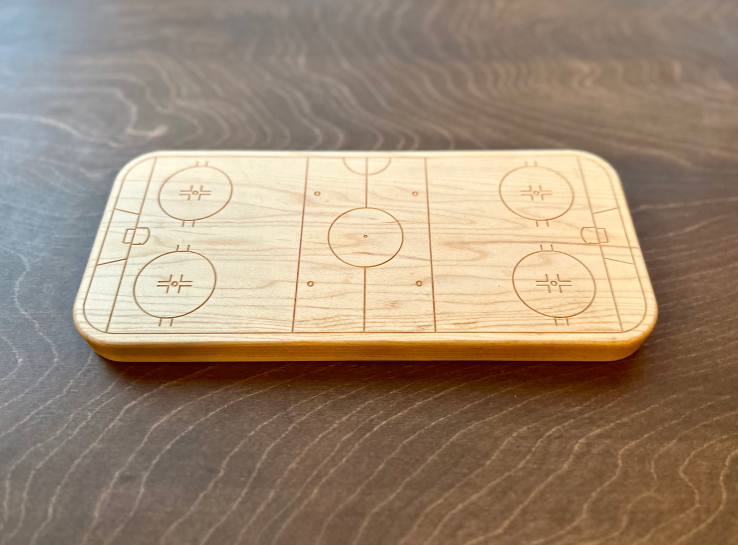 Hockey Rink Shape Hardwood | Trivet | Catchall Tray | Serving Board | Charcuterie | Own Logo | Maple | Cherry | Walnut | Custom | Personalized