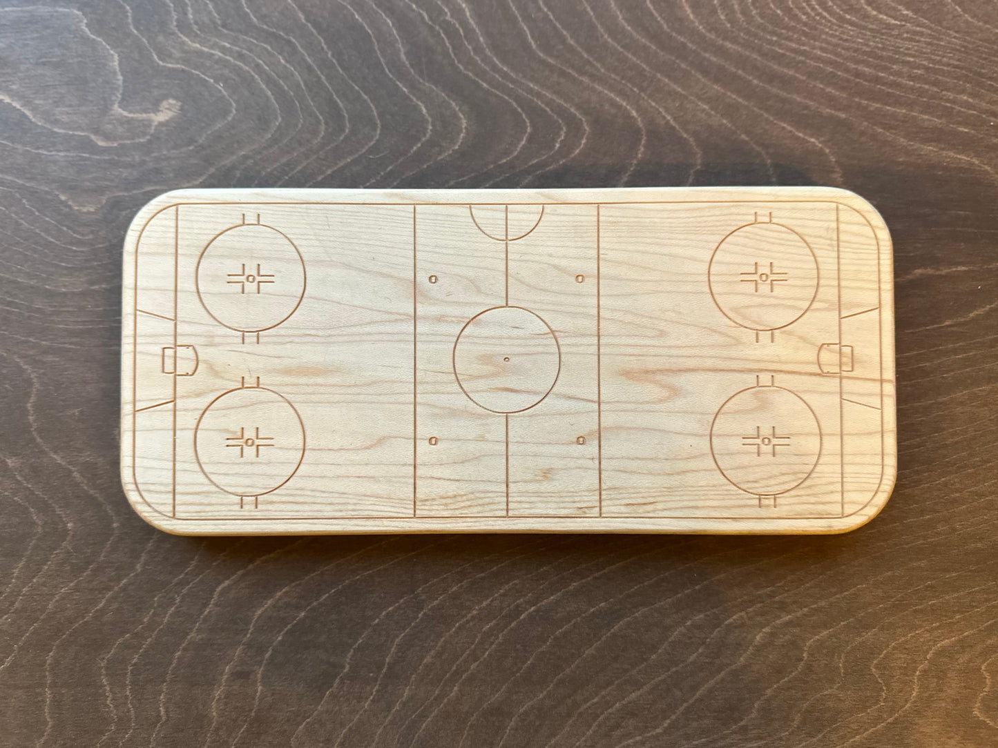 Hockey Rink Shape Hardwood | Trivet | Catchall Tray | Serving Board | Charcuterie | Own Logo | Maple | Cherry | Walnut | Custom | Personalized