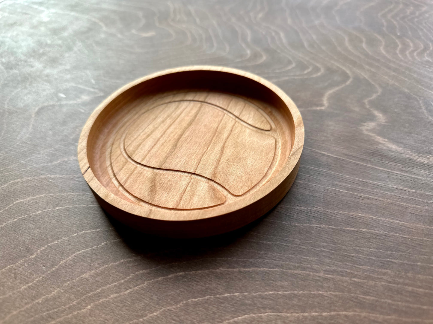 Plateau en bois dur en forme de pomme | Érable | Cerise | Noyer | Plateau fourre-tout | Plateau