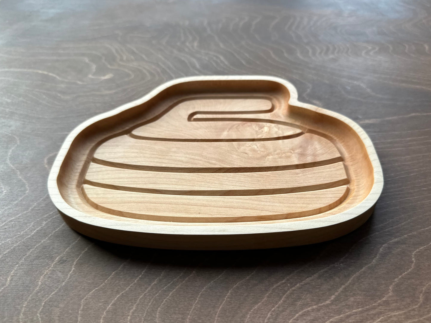 Curling Stone Shape Hardwood Tray | Trivet | Personalized | Catchall Tray | Serving Board | Charcuterie | Maple | Cherry | Walnut