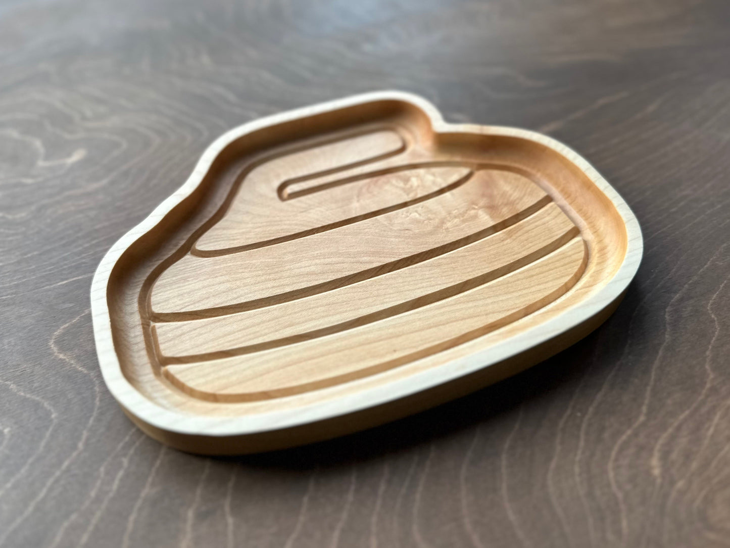 Curling Stone Shape Hardwood Tray | Trivet | Personalized | Catchall Tray | Serving Board | Charcuterie | Maple | Cherry | Walnut