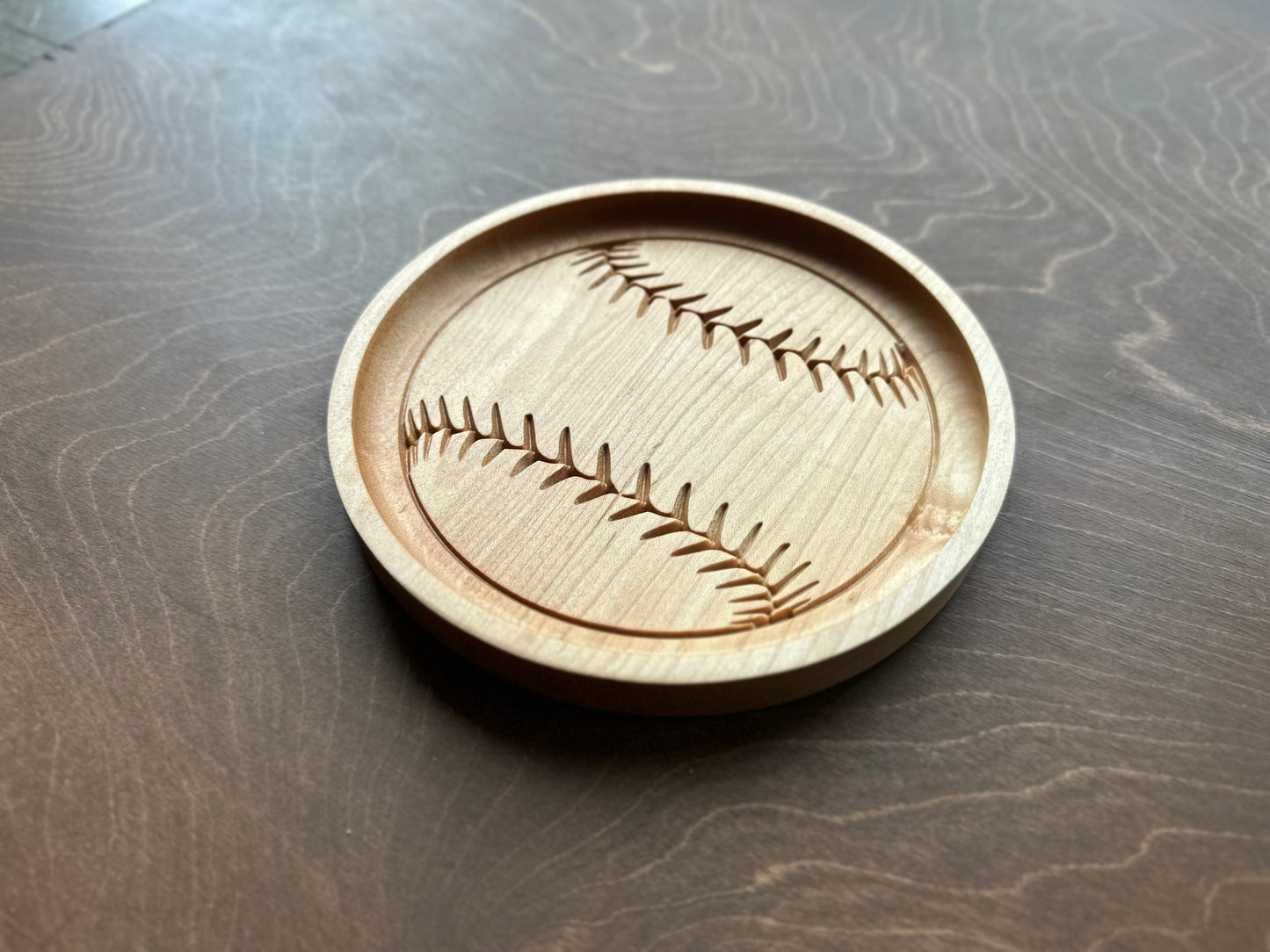 Baseball Shape Hardwood Catchall Tray | Trivet | Personalized | Serving Tray | Custom | Maple | Cherry | Walnut | Softball