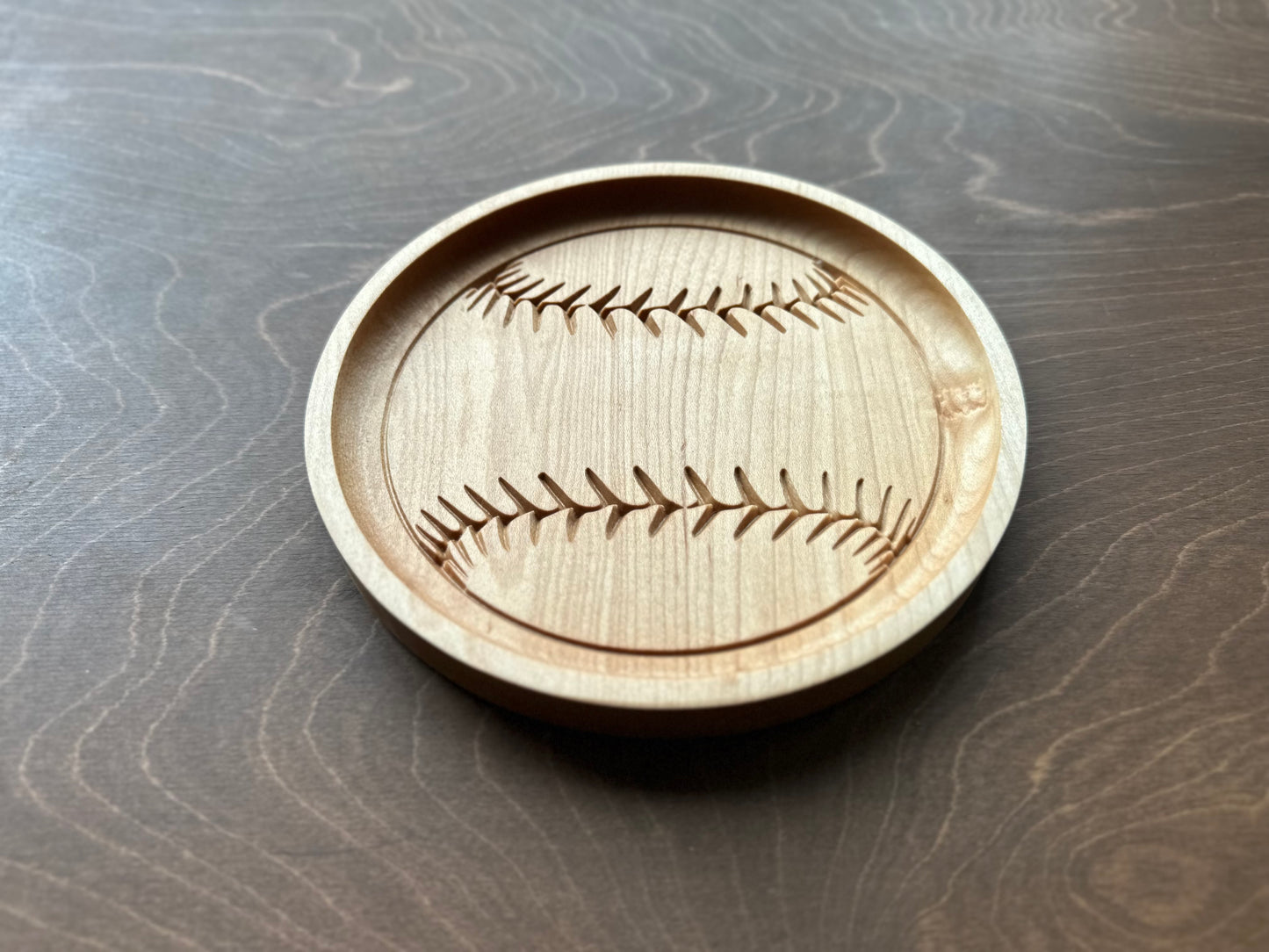 Baseball Shape Hardwood Catchall Tray | Trivet | Personalized | Serving Tray | Custom | Maple | Cherry | Walnut | Softball