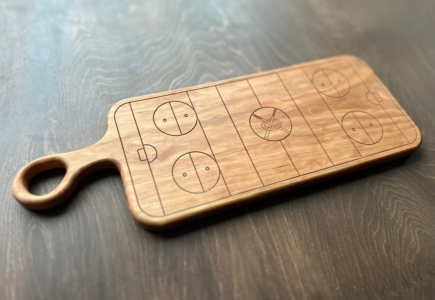 Ringette Rink Shape Charcuterie Board | Cutting Board | Serving Cheese Board | Own Logo | Maple | Cherry | Walnut | Custom | Personalized