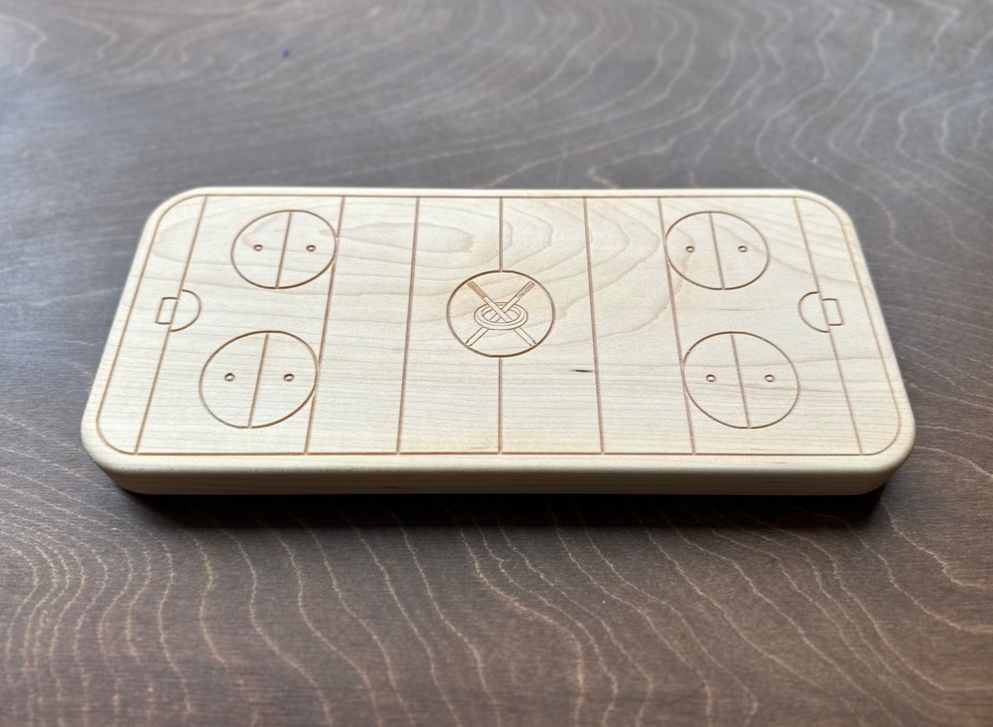 Ringette Rink Shape Hardwood Trivet | Catchall Tray | Serving Board | Charcuterie | Own Logo | Maple | Cherry | Walnut | Custom | Personalized