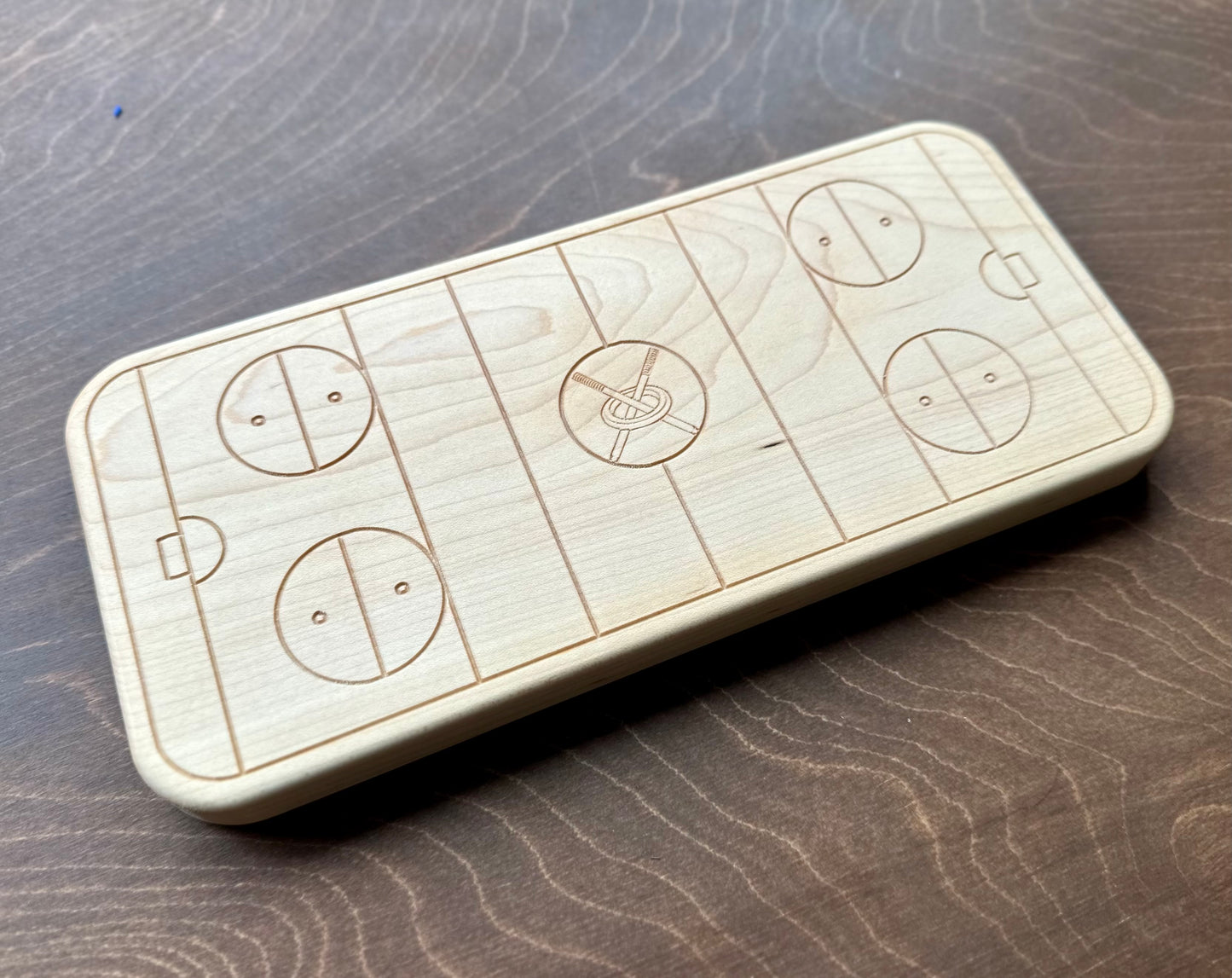 Ringette Rink Shape Hardwood Trivet | Catchall Tray | Serving Board | Charcuterie | Own Logo | Maple | Cherry | Walnut | Custom | Personalized