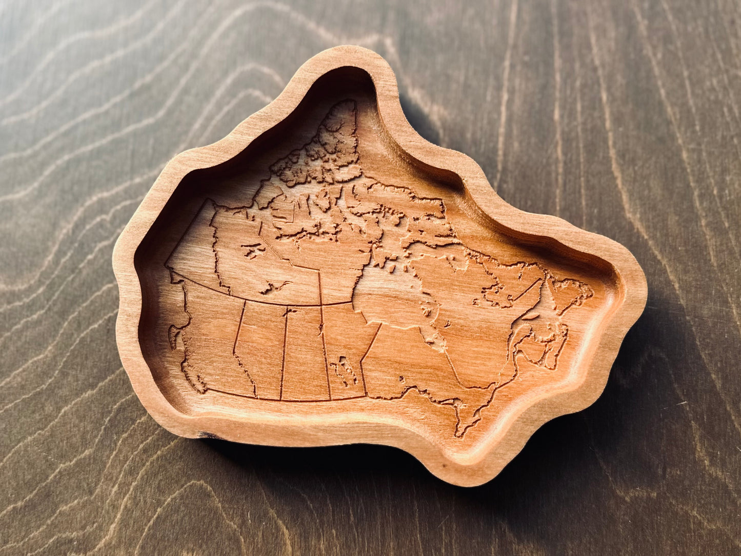 Canada Shape Hardwood Catchall Tray | Maple | Cherry | Walnut | Canada | Great White North | Souvenir | Keepsake | Provinces | Flag | Canuck