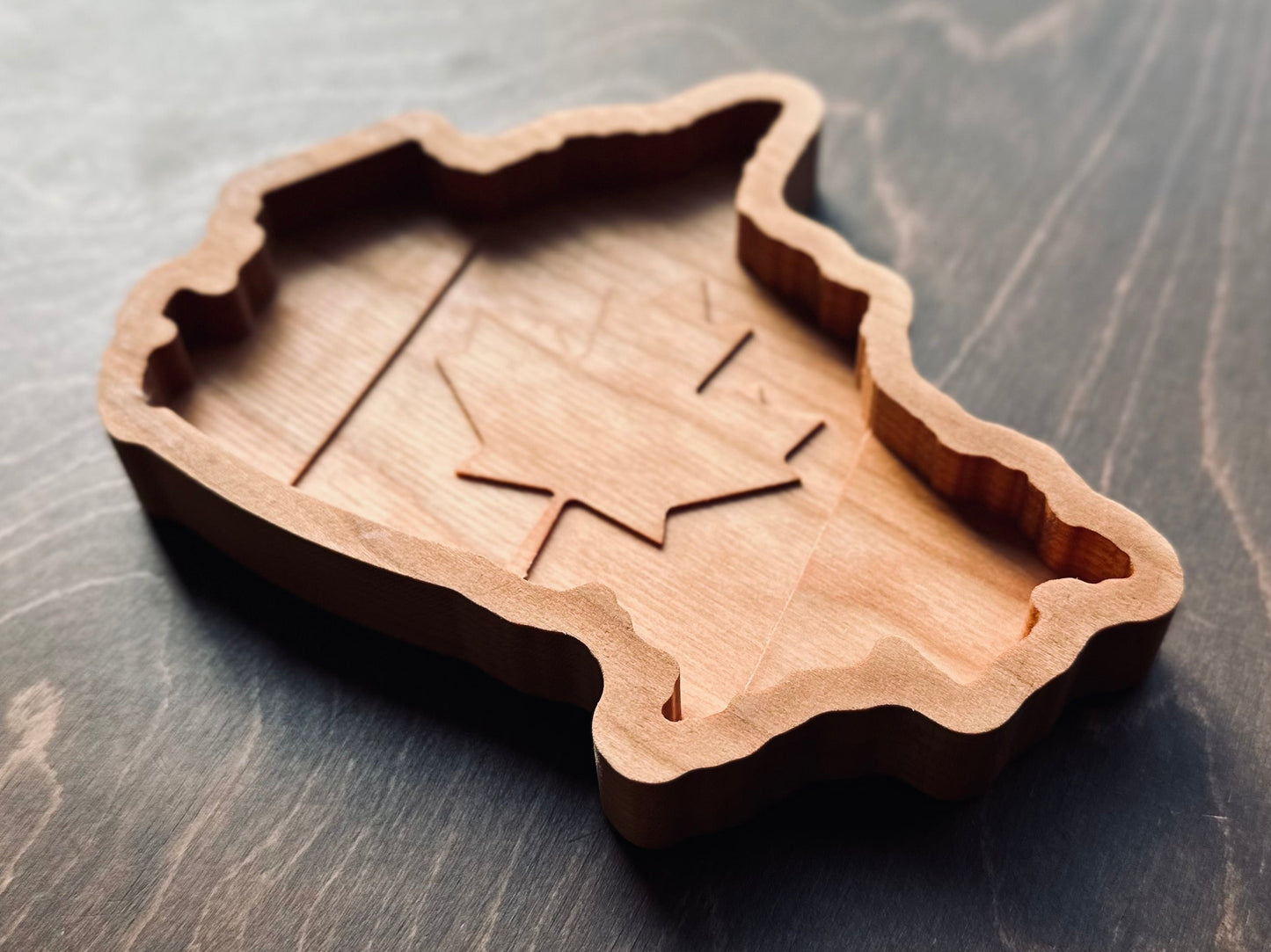 Canada Shape Hardwood Catchall Tray | Maple | Cherry | Walnut | Canada | Great White North | Souvenir | Keepsake | Provinces | Flag | Canuck