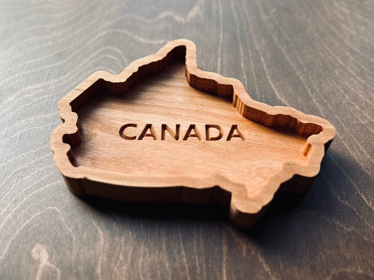 Canada Shape Hardwood Catchall Tray | Maple | Cherry | Walnut | Canada | Great White North | Souvenir | Keepsake | Provinces | Flag | Canuck