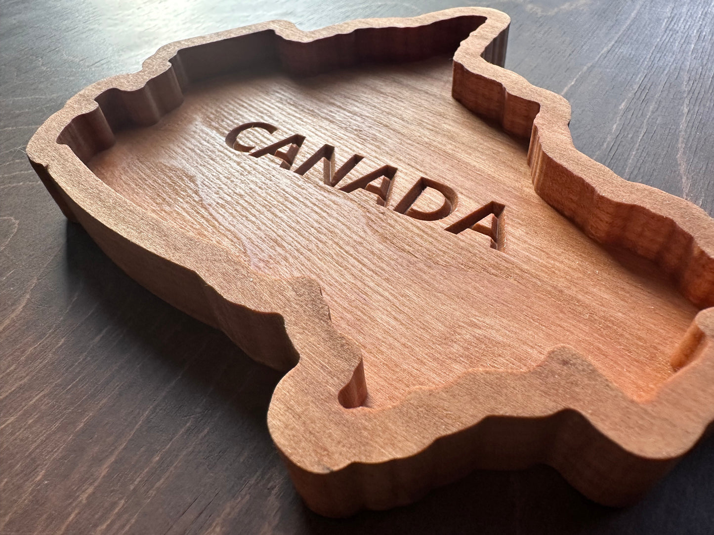Canada Shape Hardwood Catchall Tray | Maple | Cherry | Walnut | Canada | Great White North | Souvenir | Keepsake | Provinces | Flag | Canuck