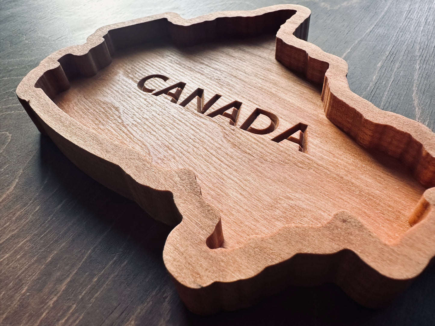 Canada Shape Hardwood Catchall Tray | Maple | Cherry | Walnut | Canada | Great White North | Souvenir | Keepsake | Provinces | Flag | Canuck