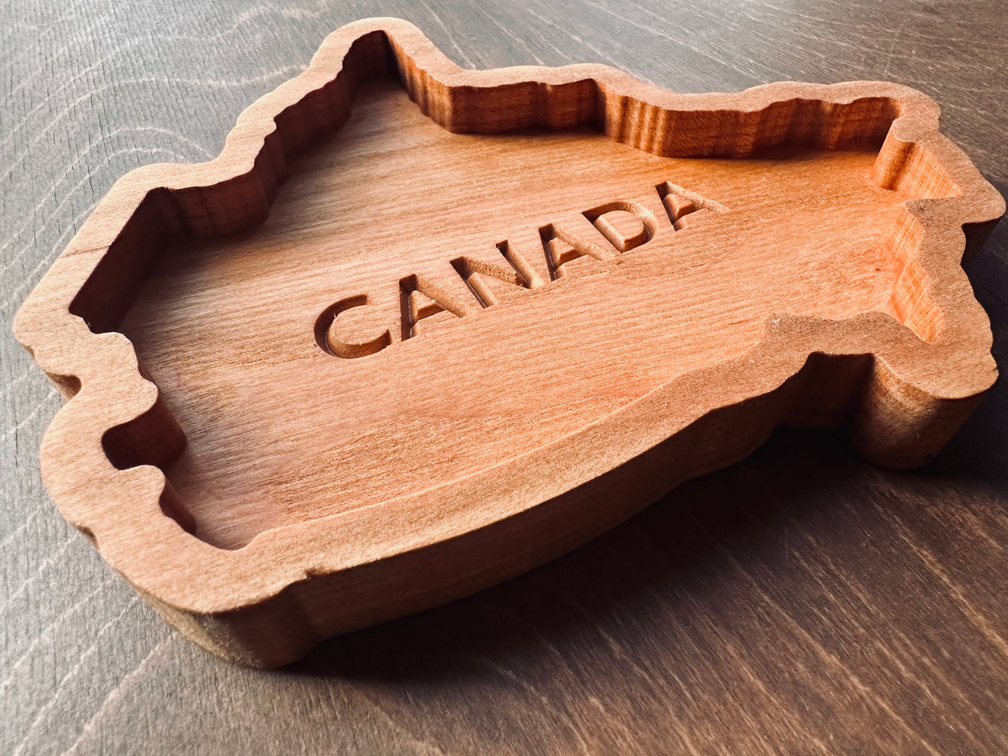 Canada Shape Hardwood Catchall Tray | Maple | Cherry | Walnut | Canada | Great White North | Souvenir | Keepsake | Provinces | Flag | Canuck