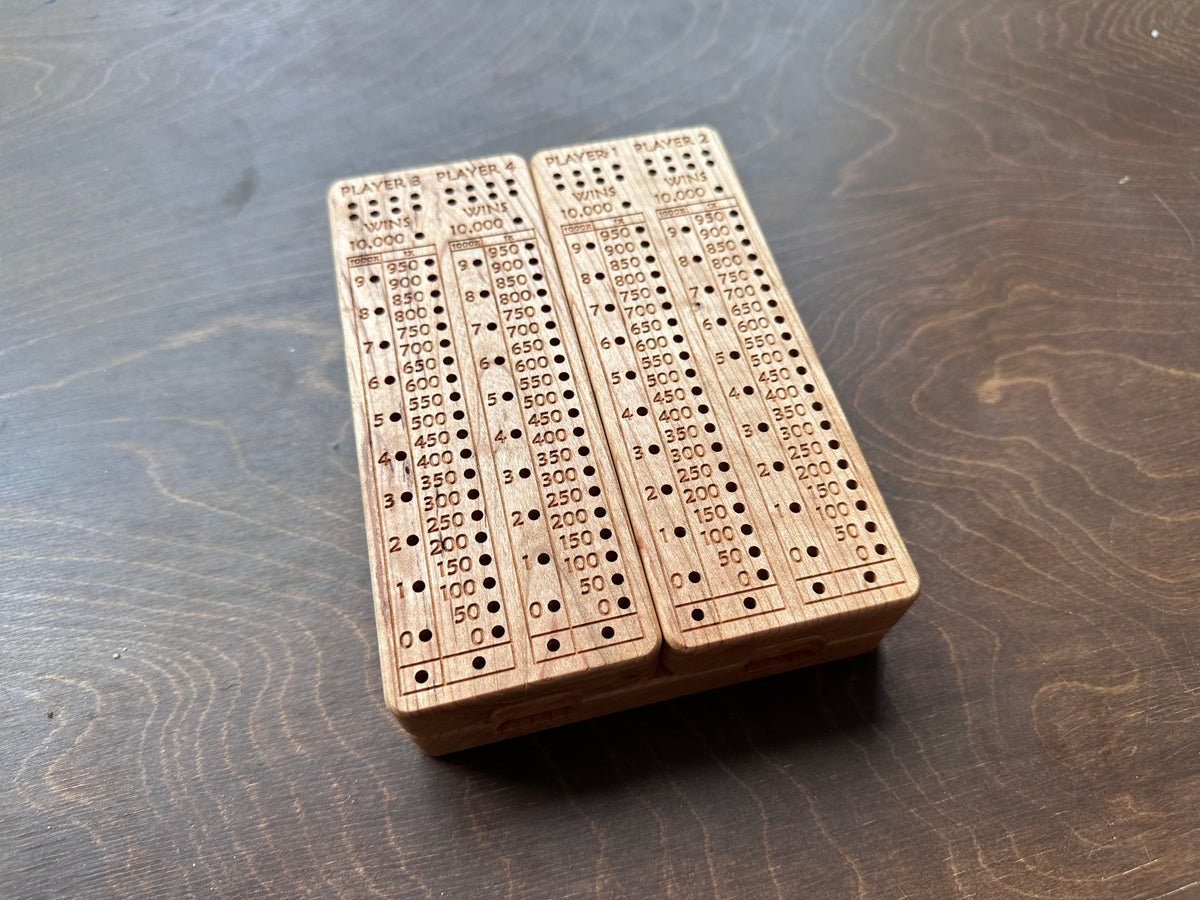Folding Farkle Board | 10,000 | Travel Size | Built-in Storage | Ten Thousands | Dice | Board Game | Pegs | Personalized | Solid Hardwood