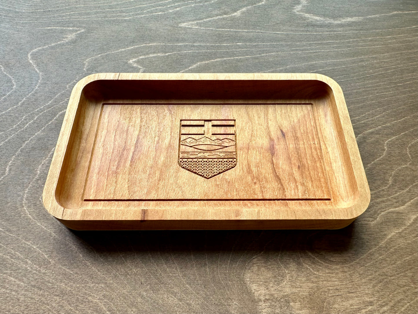 Alberta Flag Wooden Catchall Tray | Trivet | Serving Board | Charcuterie Board | Maple | Cherry | Walnut | Calgary | Edmonton | AB Canada