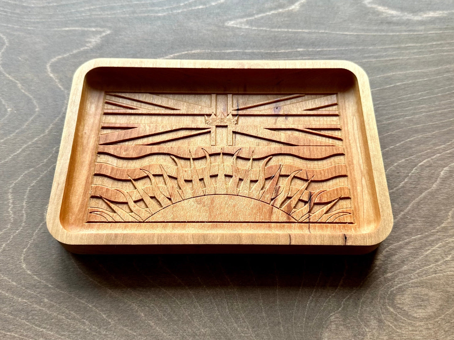 British Columbia Flag Hardwood Catchall Tray | Trivet | Serving Board | Charcuterie | Maple | Cherry | Walnut | Vancouver Victoria BC Canada