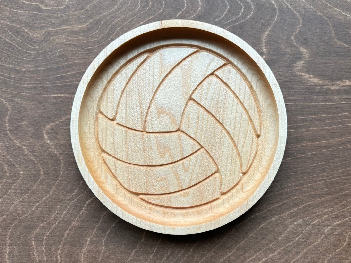 Volleyball Shape Hardwood Catchall Tray | Trivet | Personalized | Serving Tray | Custom | Maple | Cherry | Walnut | Softball