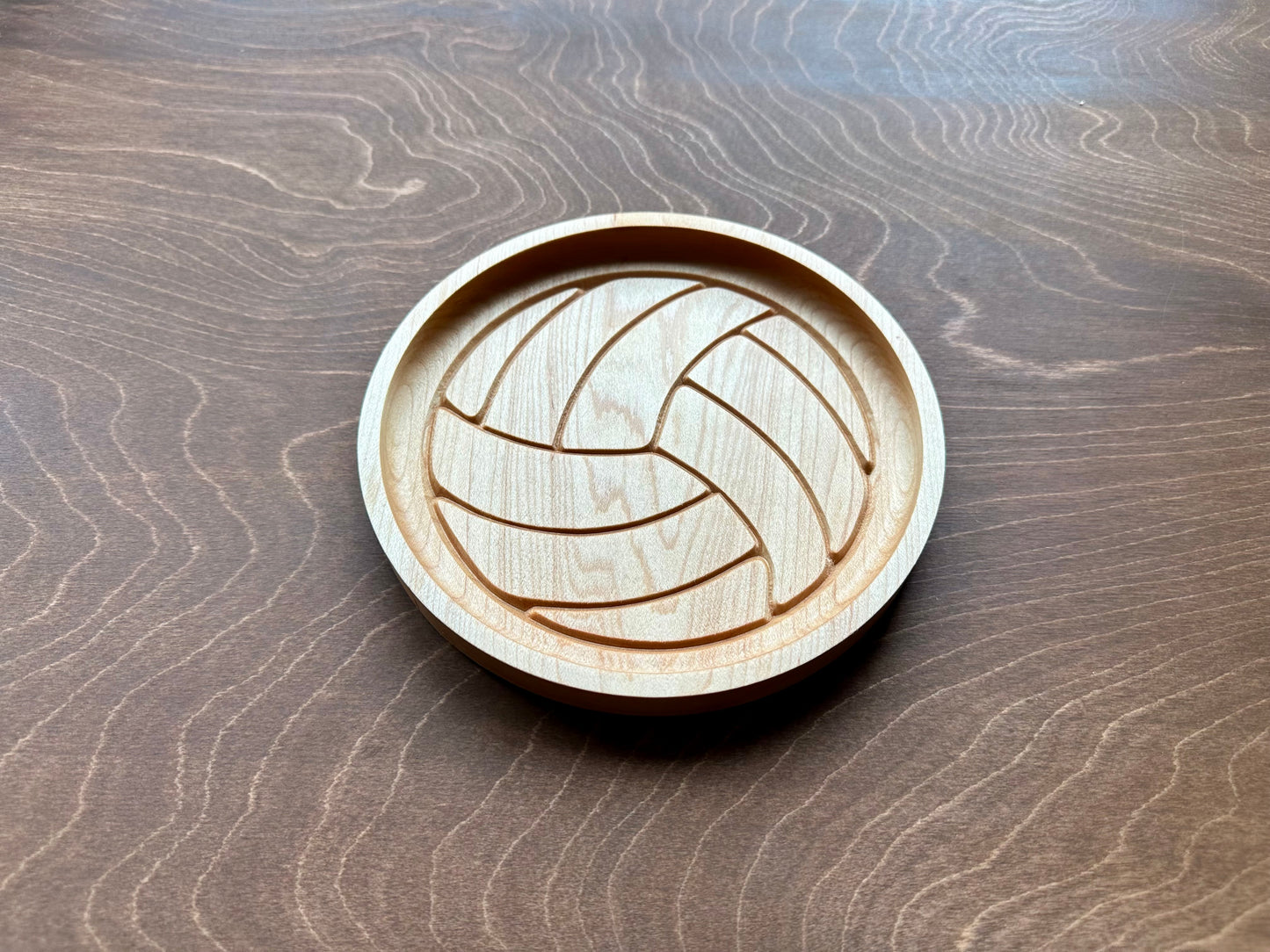 Volleyball Shape Hardwood Catchall Tray | Trivet | Personalized | Serving Tray | Custom | Maple | Cherry | Walnut | Softball