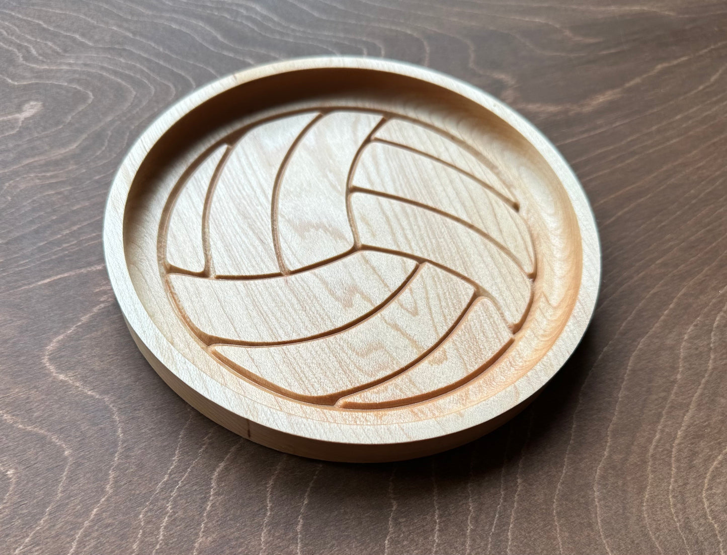 Volleyball Shape Hardwood Catchall Tray | Trivet | Personalized | Serving Tray | Custom | Maple | Cherry | Walnut | Softball