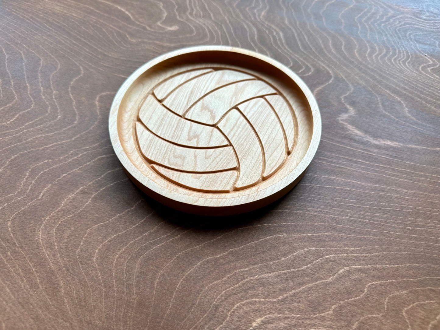 Volleyball Shape Hardwood Catchall Tray | Trivet | Personalized | Serving Tray | Custom | Maple | Cherry | Walnut | Softball