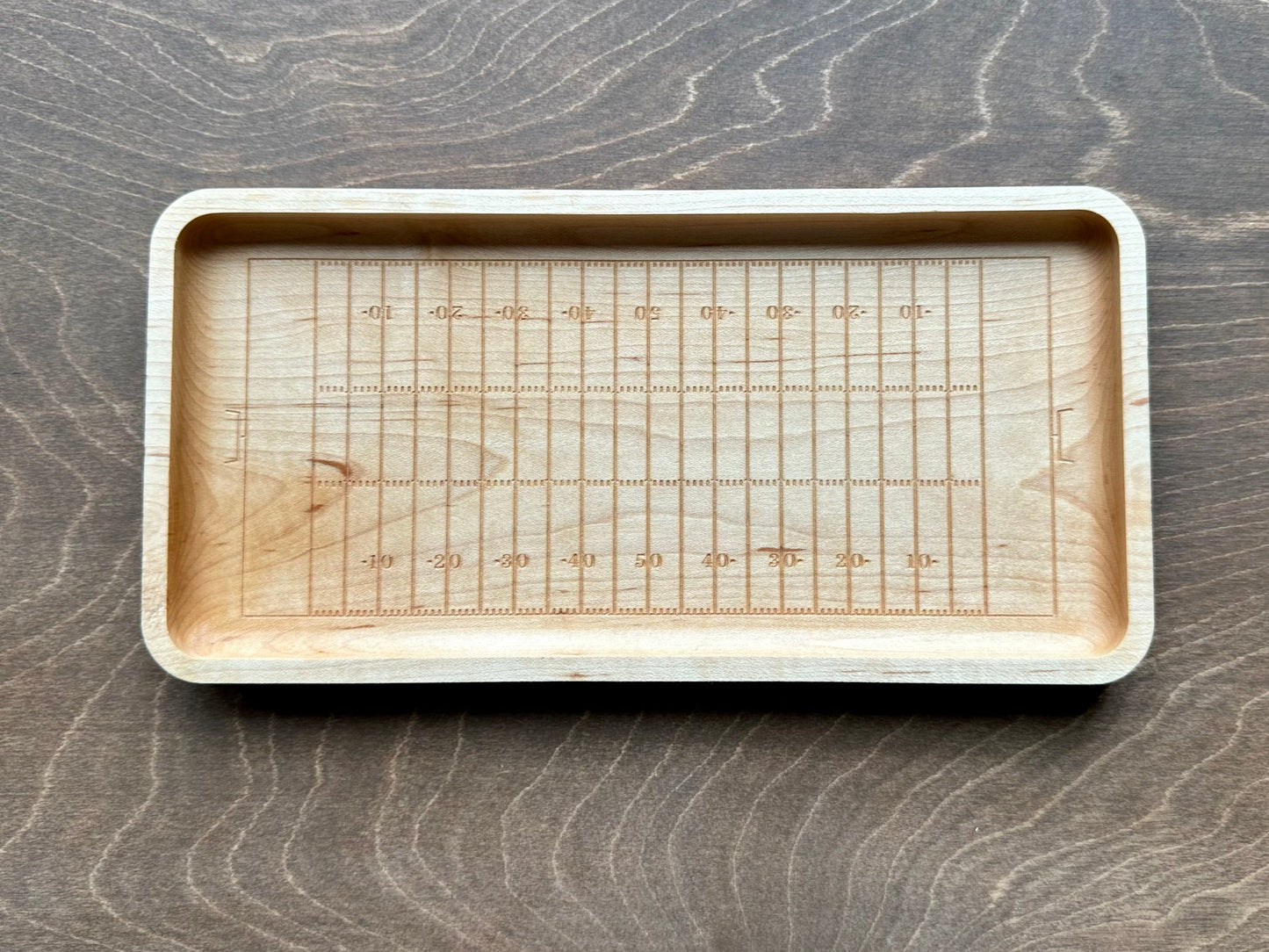 American Football Field Shape Hardwood Catchall Tray | Trivet | Serving Board | Charcuterie | Personalized | Logo | Maple | Cherry | Walnut