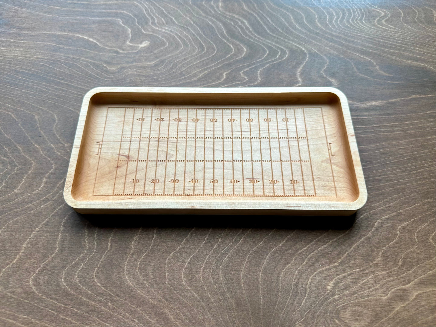 American Football Field Shape Hardwood Catchall Tray | Trivet | Serving Board | Charcuterie | Personalized | Logo | Maple | Cherry | Walnut