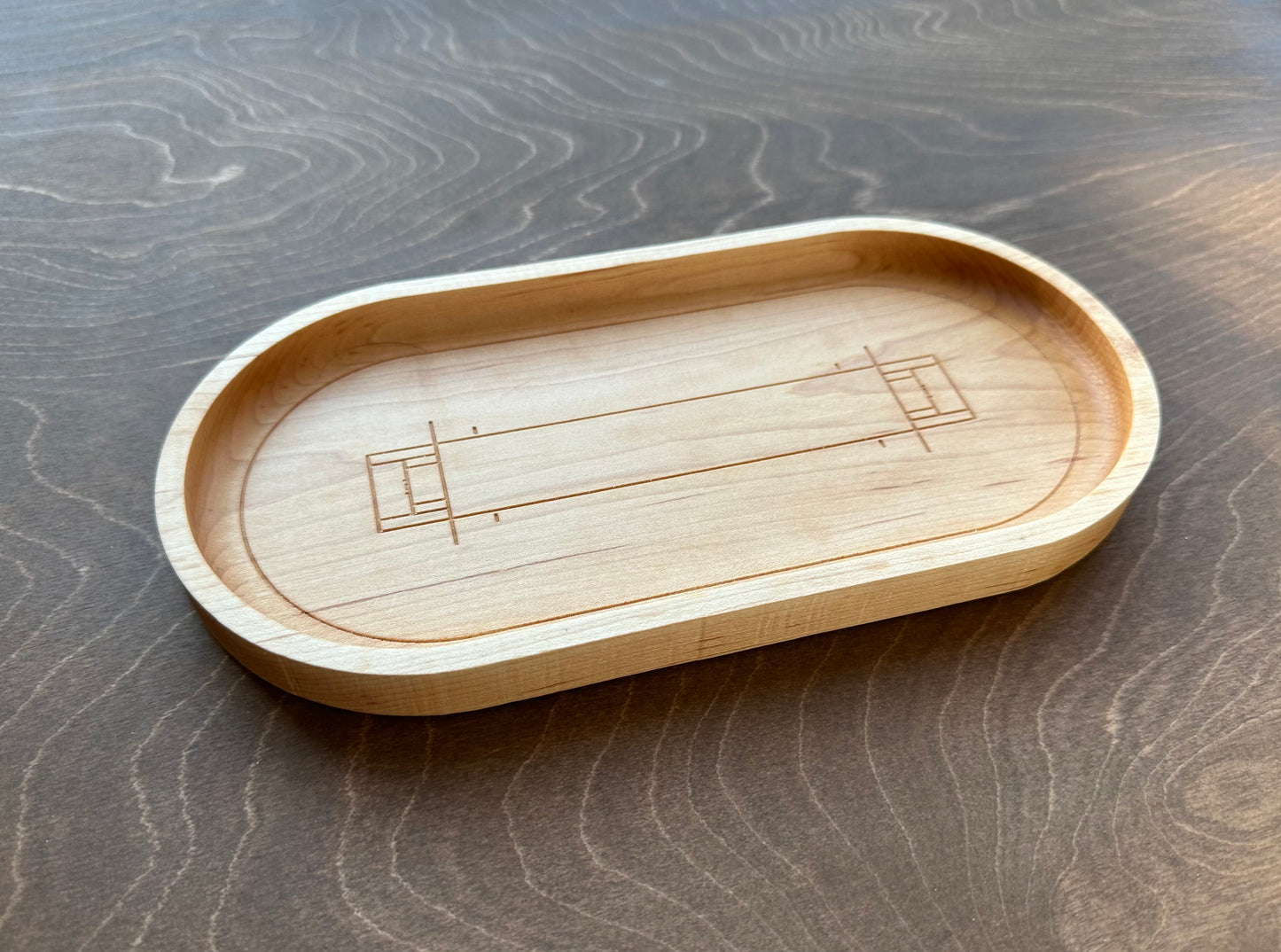 Cricket Pitch Shape Hardwood Catchall Tray | Trivet | Serving Board | Charcuterie | Own Logo | Maple | Cherry | Walnut | Custom | Personalized | Cricket Field
