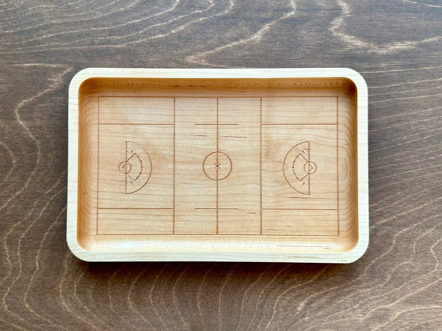 Women's Field Lacrosse Field Shape Hardwood Catchall Tray | Trivet | Serving Board | Charcuterie | Personalized | Maple | Cherry | Walnut