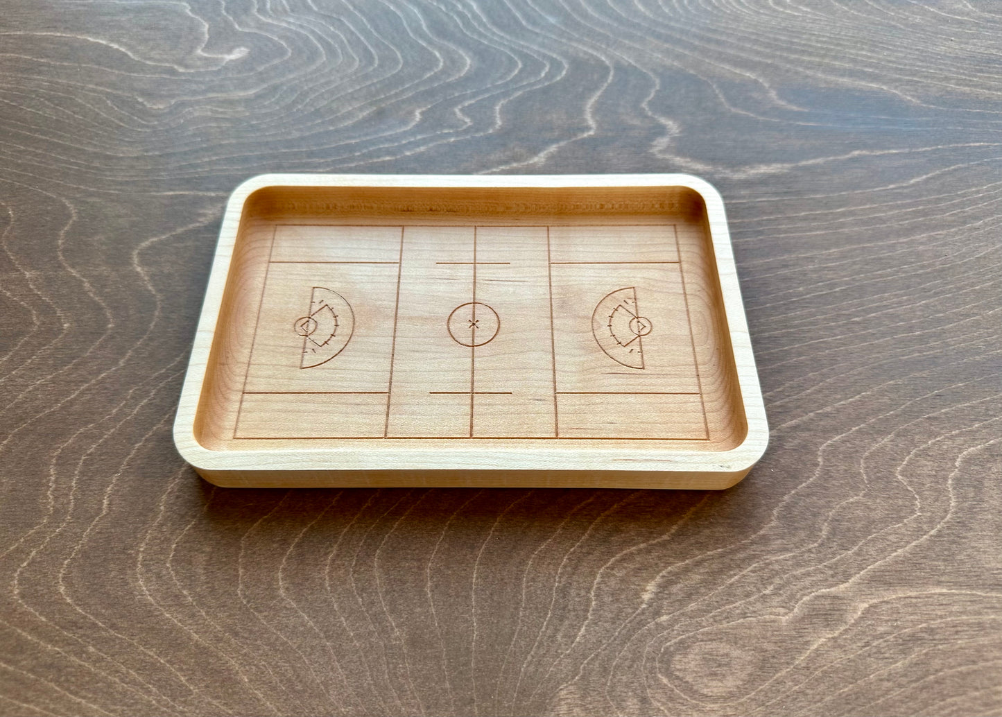Women's Field Lacrosse Field Shape Hardwood Catchall Tray | Trivet | Serving Board | Charcuterie | Personalized | Maple | Cherry | Walnut