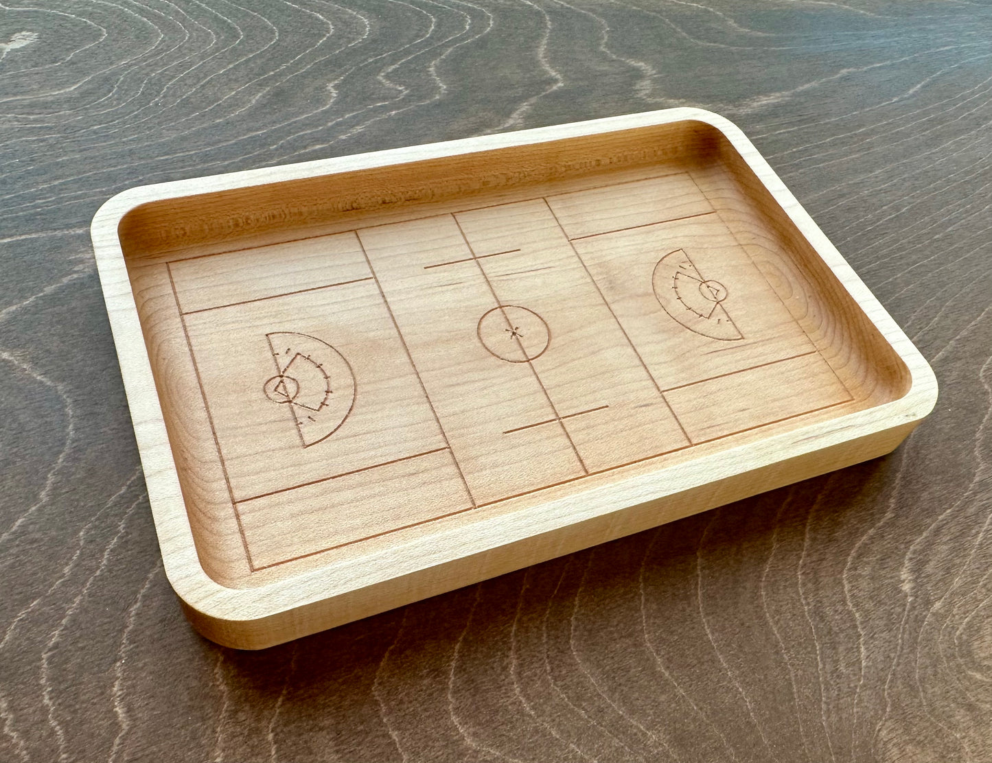 Women's Field Lacrosse Field Shape Hardwood Catchall Tray | Trivet | Serving Board | Charcuterie | Personalized | Maple | Cherry | Walnut