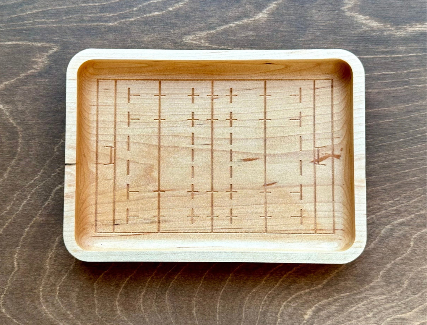 Rugby Union Pitch Shape Hardwood Catchall Tray | Trivet | Serving Board | Charcuterie | Personalized | Maple | Cherry | Walnut | Logo