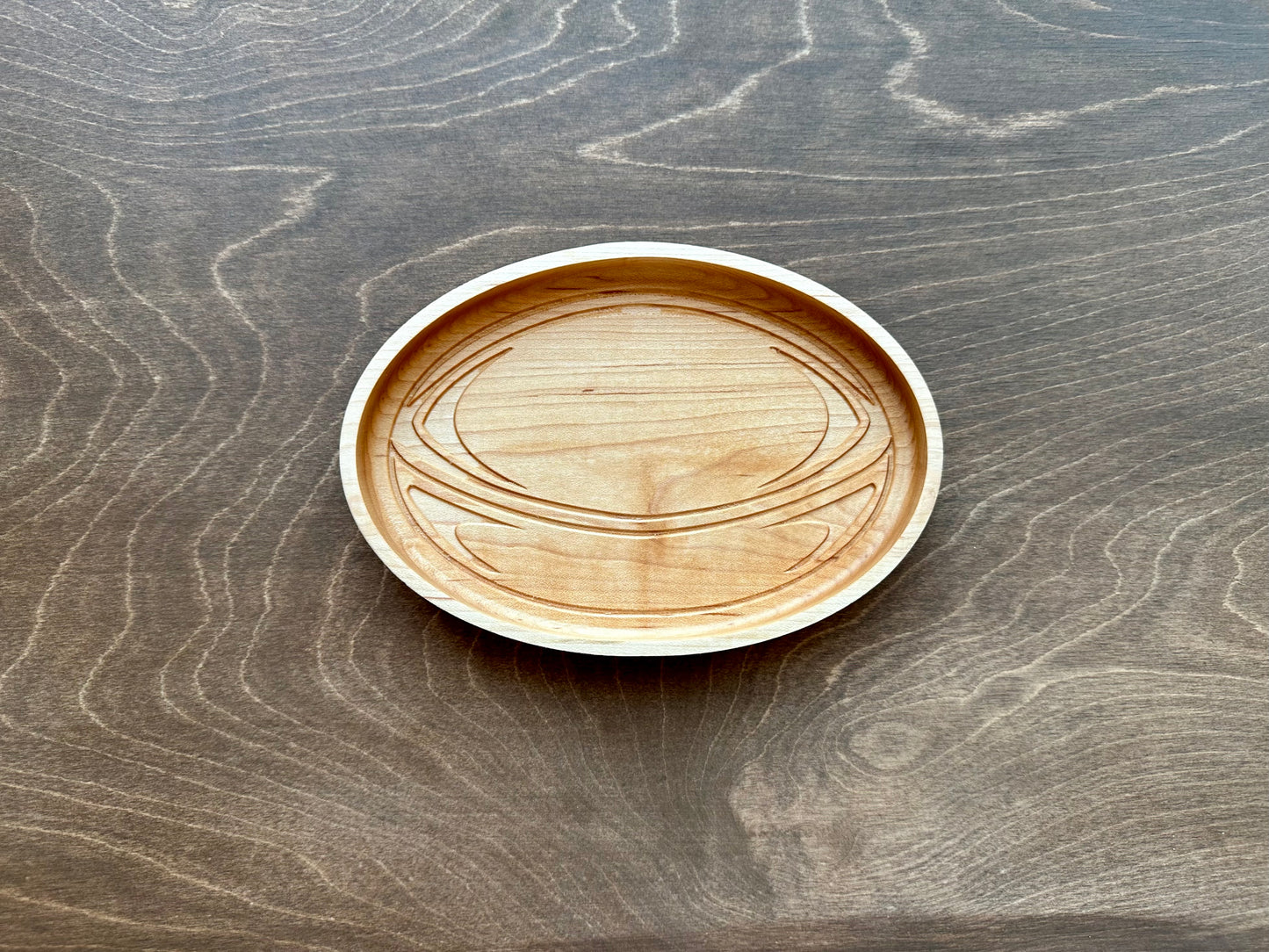 Rugby Ball Shape Hardwood Catchall Tray | Trivet| Personalized | Maple | Cherry | Walnut | Serving Board