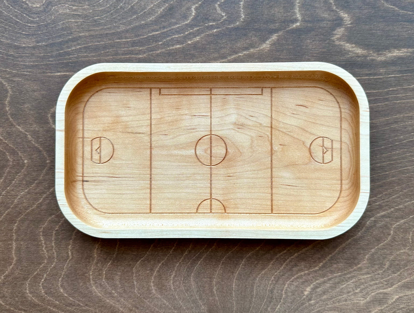 Box Lacrosse Field Shape Hardwood Catchall Tray | Trivet | Serving Board | Charcuterie | Personalized | Maple | Cherry | Walnut | Logo